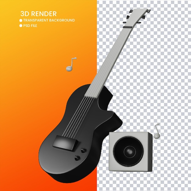 Rendu 3d De La Guitare Mignonne