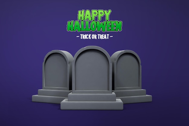 PSD rendu 3d halloween isolé avec tomb stone 3d premium psd