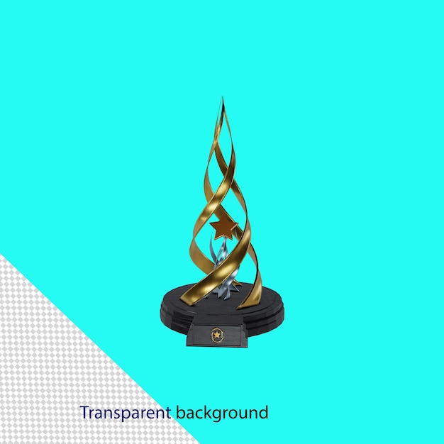 PSD rendu 3d de haute qualité du trophée star avec fond de banc transparent