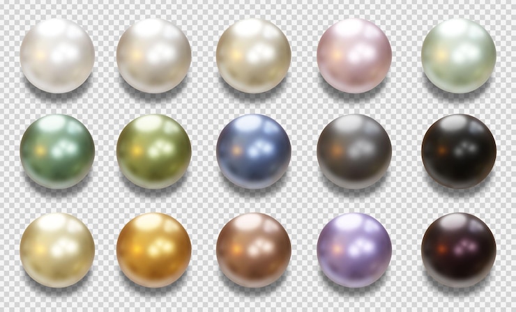 PSD rendu 3d de haute qualité de perles brillantes en différentes couleurs
