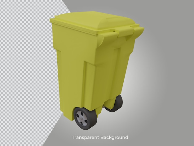 Rendu 3D de haute qualité poubelle icône transparente arrière vie