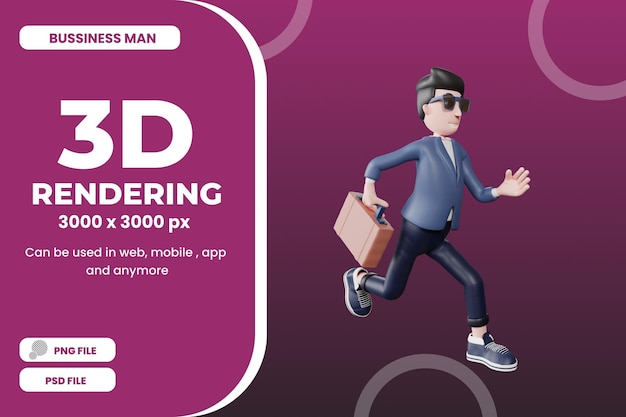 PSD rendu 3d homme d'affaires courir illustration prime psd