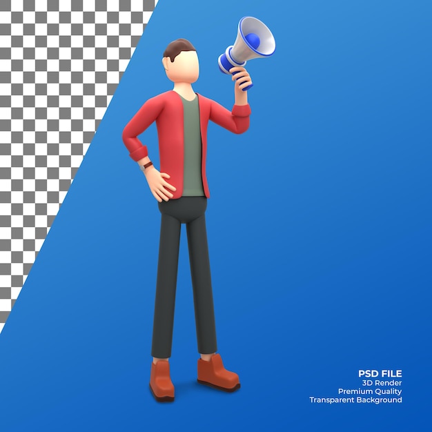 Rendu 3d Homme Homme Avec Illustration Mégaphone