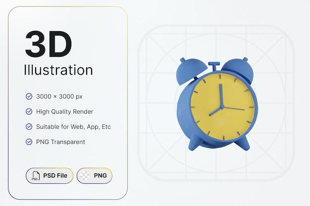 Rendu 3D Horloge Argile Objet Essentiel Concept Icône Moderne Illustrations Design
