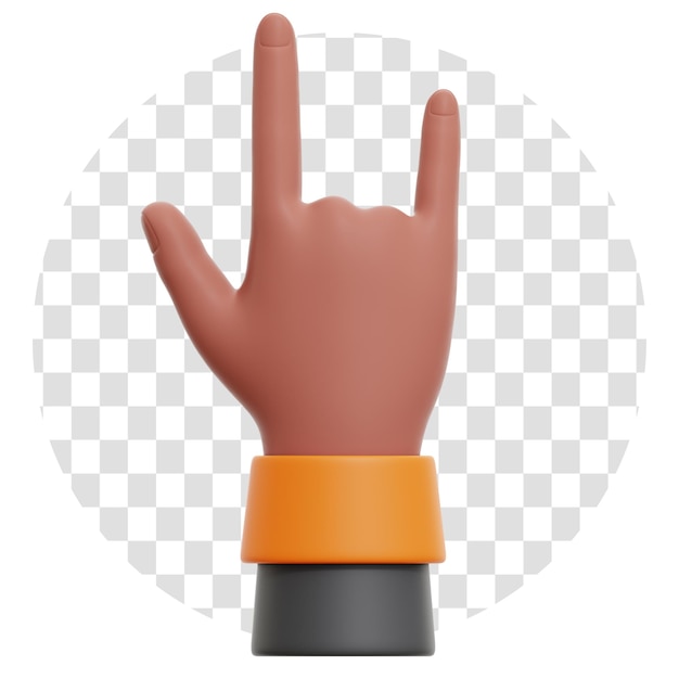Rendu 3D Icône 3D du geste de la main Rock N Roll