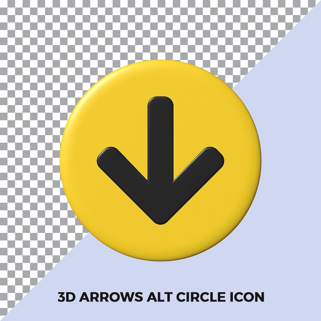 PSD rendu 3d de l'icône alt flèche vers le bas isolée