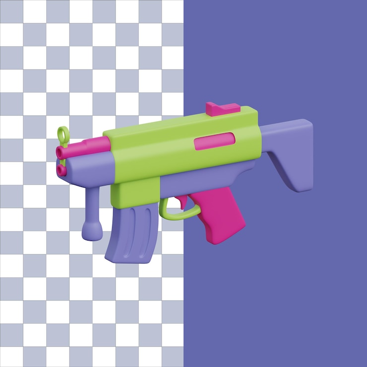 PSD rendu 3d d'une icône d'arme militaire de fusil