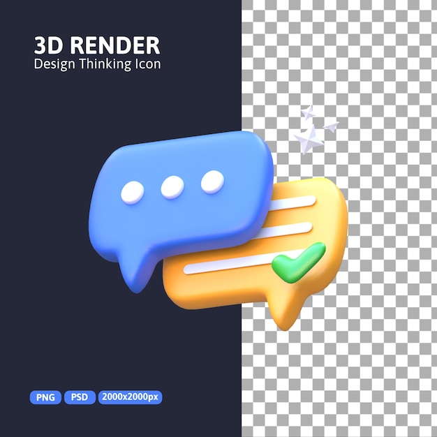 Rendu 3D - Icône de chat Design Thinking