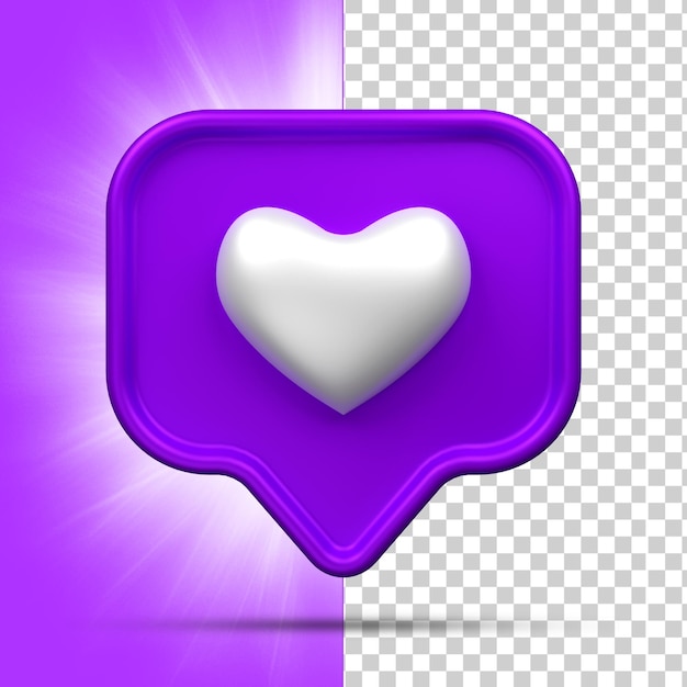 Rendu 3D icône de coeur de médias sociaux concept d'applications de communication sociale en ligne
