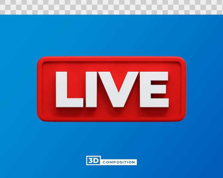 PSD rendu 3d de l'icône de diffusion en direct