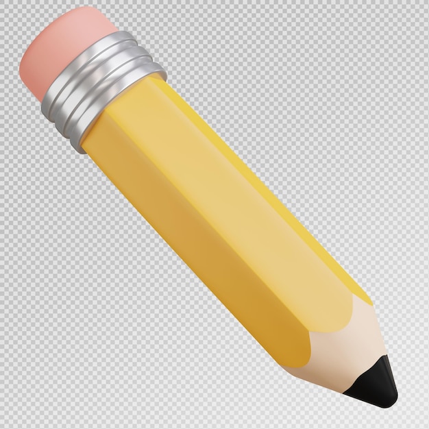 PSD rendu 3d de l'icône du crayon jaune