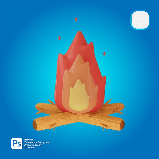 Rendu 3D de l'icône du feu de joie