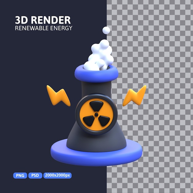 PSD rendu 3d - icône de l'énergie nucléaire