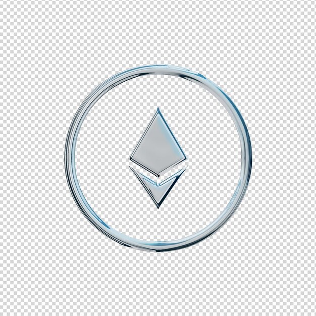 Rendu 3d Icône Ethereum Chrome Brillant