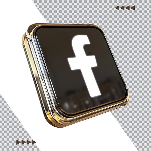 PSD rendu 3d de l'icône facebook or