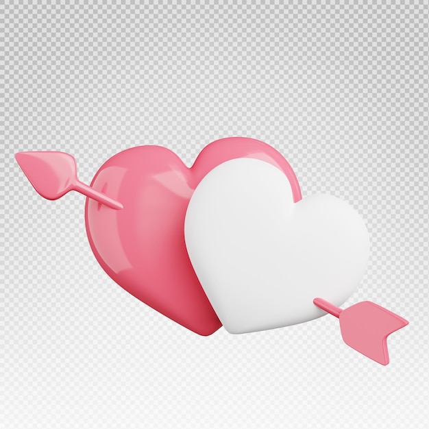 PSD rendu 3d de l'icône de la flèche du cœur