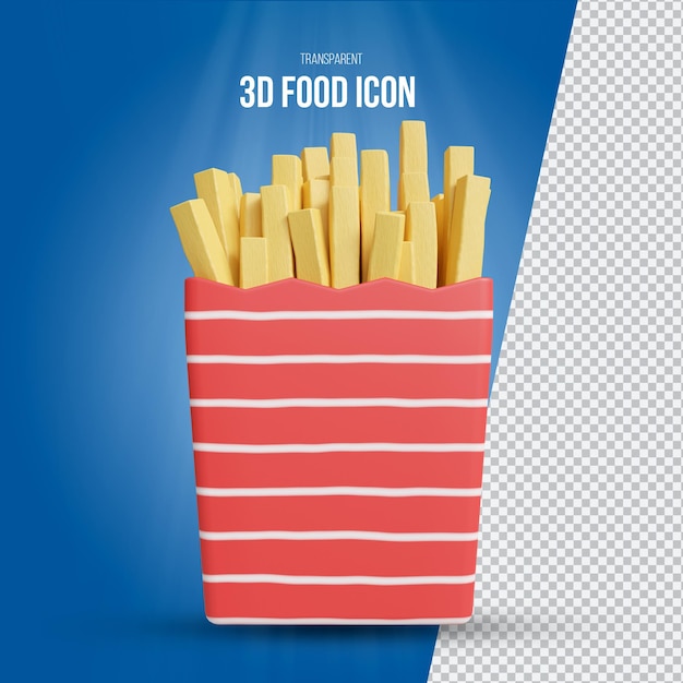 Rendu 3d icône frites arrière-plan transparent vue de face