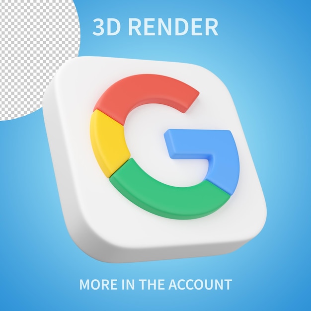 PSD rendu 3d de l'icône google sur un fond transparent