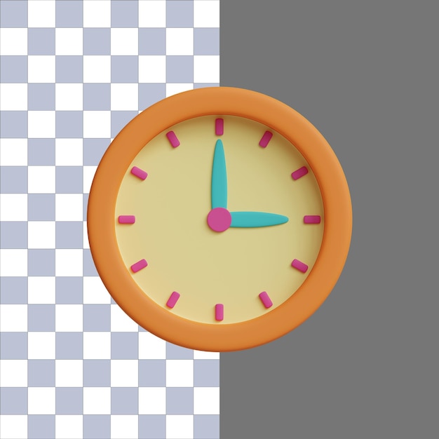 Rendu 3D de l'icône de l'horloge intérieure de la maison