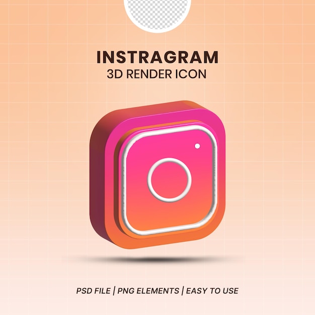 PSD le rendu 3d de l'icône d'instagram