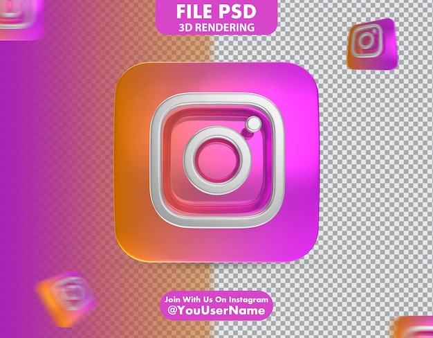 Rendu 3d De L'icône Instagram