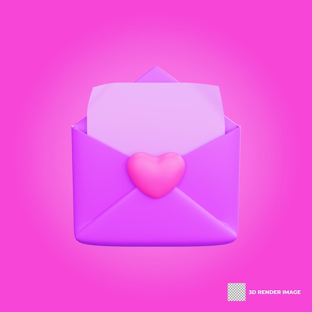 Rendu 3d Icône De Lettre D'amour Saint Valentin39s