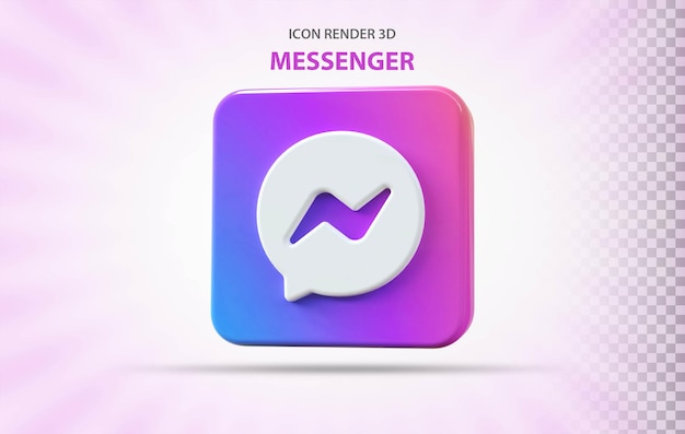 Rendu 3d de l'icône Messenger des médias sociaux