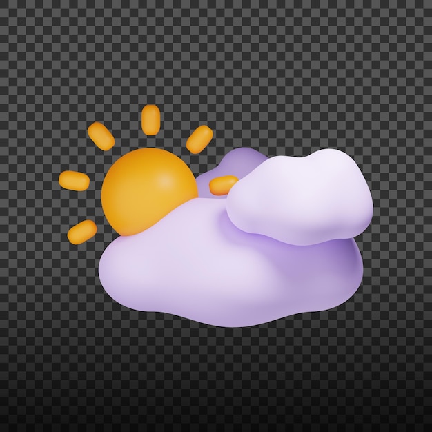 Rendu 3d De L'icône Météo Soleil Et Nuages