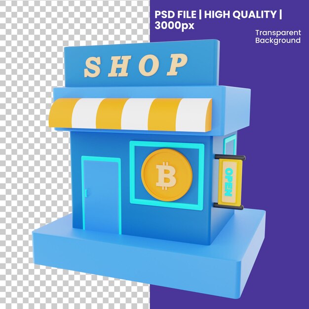 Rendu 3d De L'icône De L'objet Bitcoin Shop