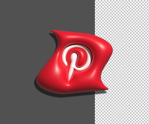 PSD rendu 3d de l'icône pinterest brillante