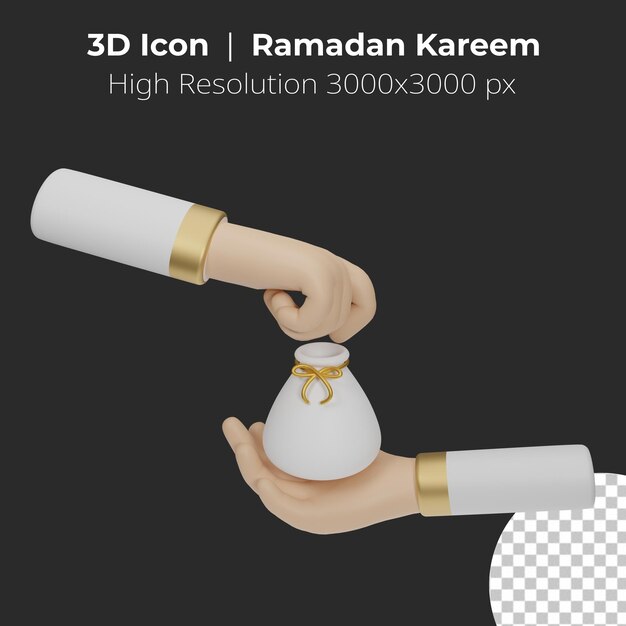 Rendu 3d Icône Ramadan Kareem Donner L'aumône