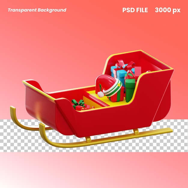 PSD rendu 3d de l'icône de santa sledge objet