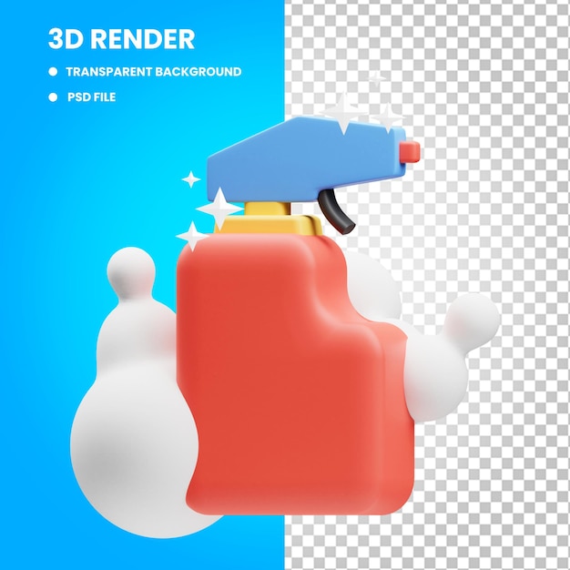 PSD rendu 3d de l'icône de savon vaporiser avec de la mousse