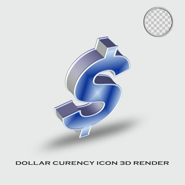 Rendu 3d Icône De Signe De Devise Dollar Argent Et Bleu Dégradé De Couleur