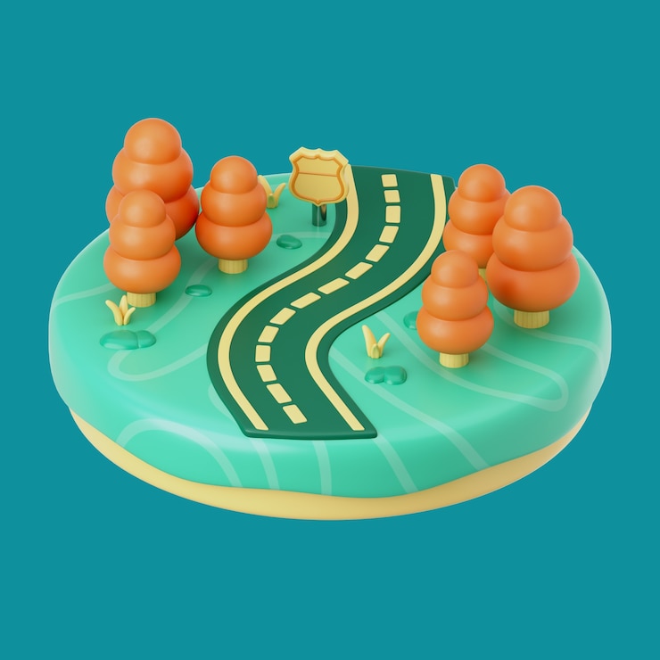 PSD rendu 3d de l'icône de voyage routier