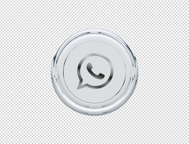 Rendu 3d Icône Whatsapp Argent Brillant