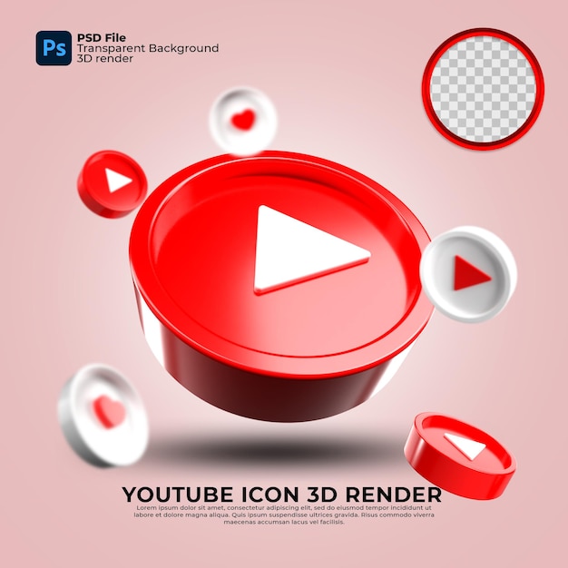 Rendu 3d De L'icône Youtube