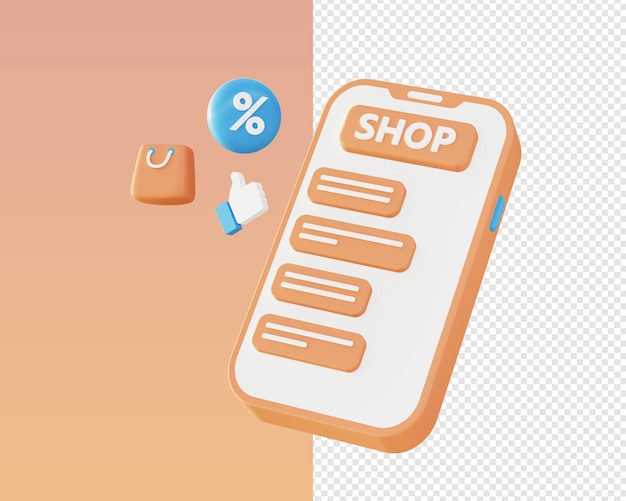 Rendu 3d d'icônes d'illustration promotionnelle de réduction de boutique en ligne pour les conceptions d'annonces d'applications mobiles web UI UX