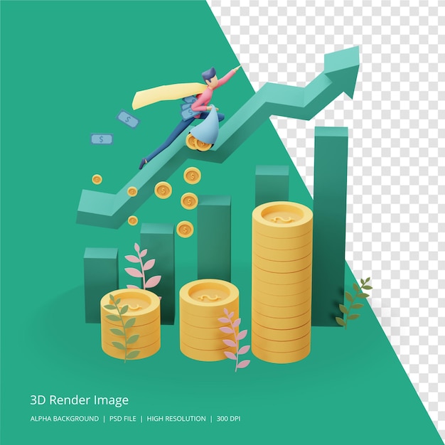 PSD rendu 3d illustration du concept d'investissement commercial