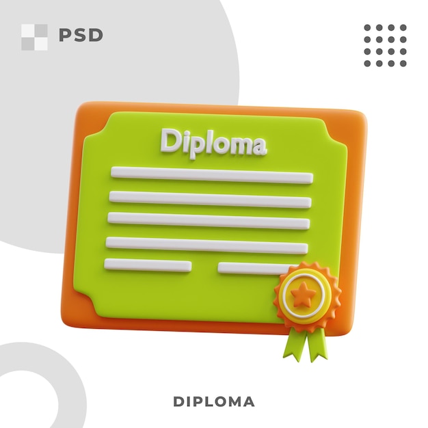 Rendu 3D illustration du diplôme