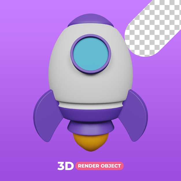 Rendu 3d De L'illustration De La Fusée Violette