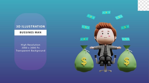 rendu 3d de l'illustration de l'homme d'affaires