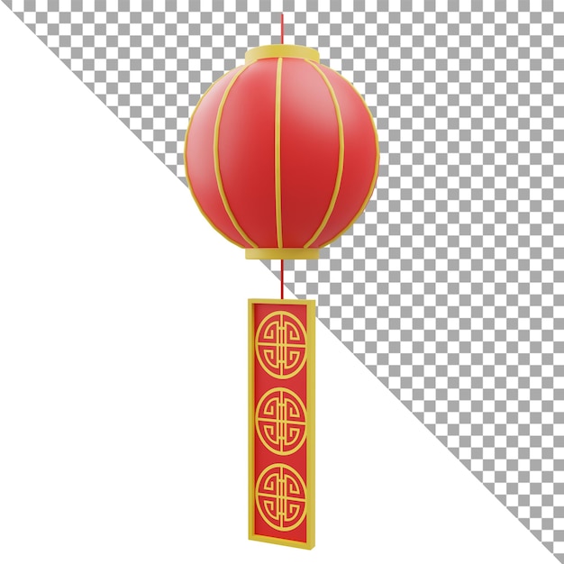 Rendu 3d Illustration Icône Lampion Traditionnel Chinois