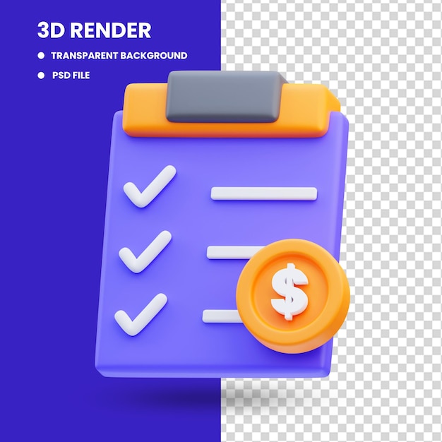 Rendu 3d De L'illustration De L'icône De La Liste Marketing