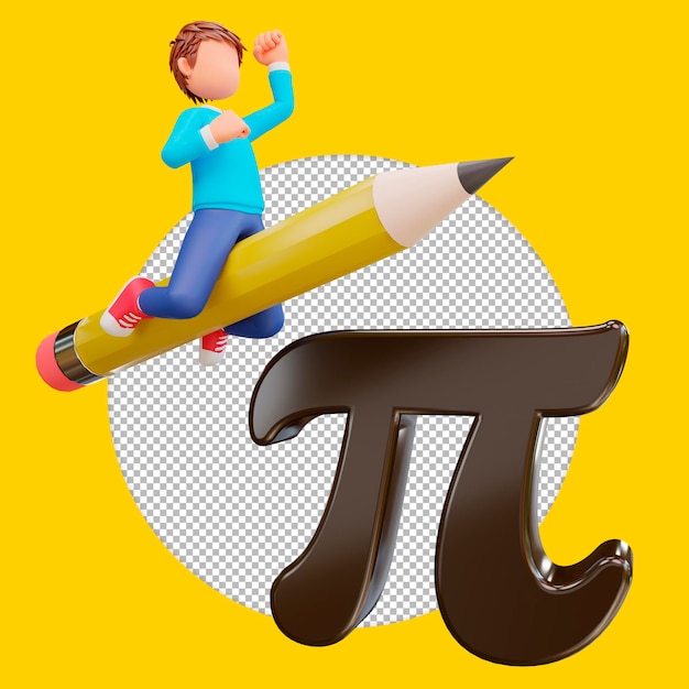 rendu 3d illustration de la journée pi avec des garçons mignons