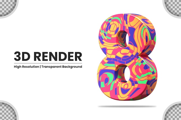 Rendu 3d Illustration Numéro 8 Isolé Avec Texture Abstraite