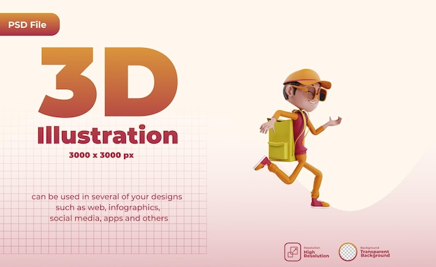 Rendu 3d Illustration Pizza Courier