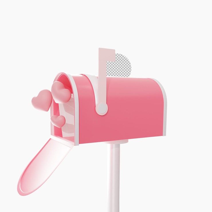 PSD rendu 3d de l'illustration rose de la boîte aux lettres