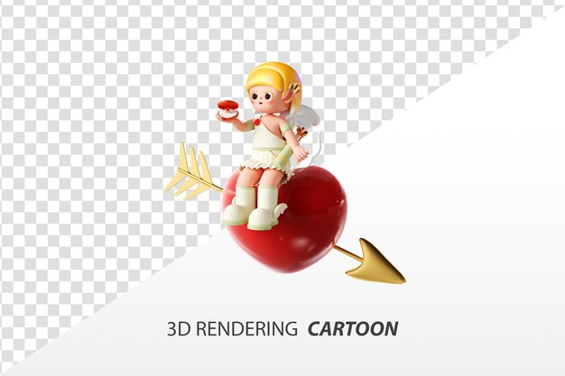 Rendu 3d De L'image De Dessin Animé De Cupidon