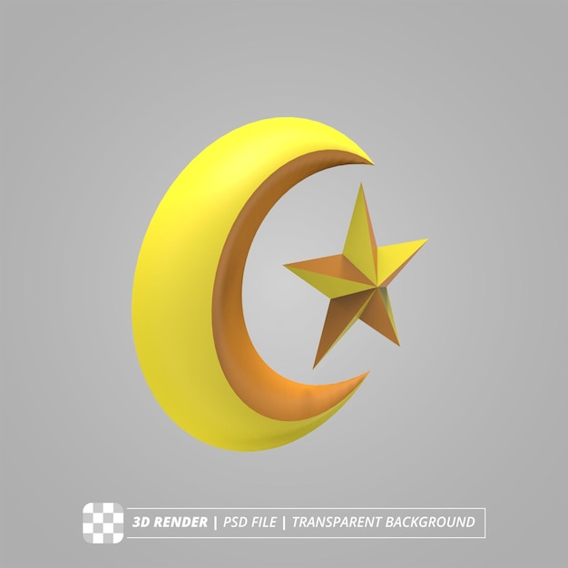 Rendu 3d Islamique Lune Et étoile